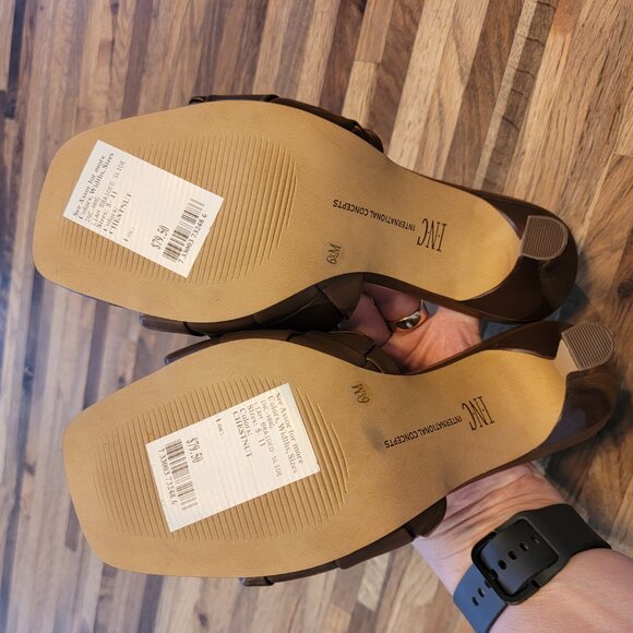 Inc Concepts Chestnut LIAH Braided Square Toe Heeled Slide - Picture 10 of 13